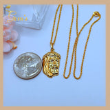 18K Real Gold Jesus Face Necklace 18”