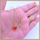 18K Real Gold Heart Necklace 18”