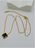 Black Clover Pendant Necklace – Premium Gold Plated Stainless Steel – 16” + 2” Extender