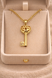 18K Real Gold Heart Key Pendant