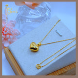 18K Real Gold Heart Necklace 18”