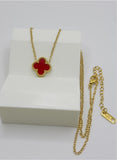 Crimson Clover Necklace – Premium Gold-Plated Stainless Steel | 16”+ 2”Extender