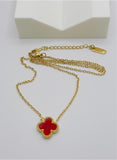 Crimson Clover Necklace – Premium Gold-Plated Stainless Steel | 16”+ 2”Extender