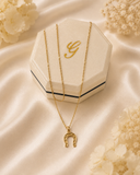 18K Real Gold Horseshoe Pendant Necklace
