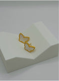 18K Real Gold Butterfly Stud Earrings with Mother of Pearl Inlay – Petite Beaded Edge Design