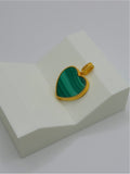 18K Gold Green Malachite Heart Pendant