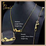 Brazilian Gold Jewelry Leopard Necklace Bracelet Set 21k Gold Plated Copper Dubai Saudi