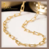 18K Real Gold Hardware Necklace 18”