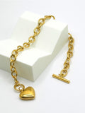 Gold Stainless Steel Heart Toggle Bracelet