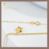 18K Real Gold Dainty Star Necklace 16-18”