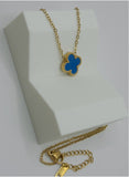Blue Clover Gold Premium Stainless Steel  Necklace – 16” + 2” Extender | 18K Gold Plated