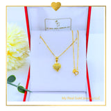 18K Real Gold Heart Necklace 18”