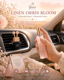 Gem’s Linen Orris Bloom Bundle  Luxury Vent Clip Diffuser & Air Mist Set  Book No. 02 – Linen Orris Bloom