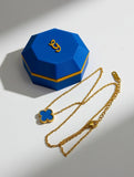 Blue Clover Gold Premium Stainless Steel  Necklace – 16” + 2” Extender | 18K Gold Plated