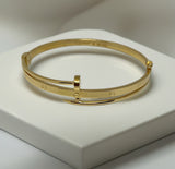 18K Real Gold Cliptype Bangle size 18”