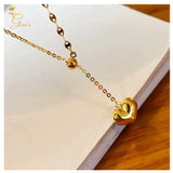 18K Real Gold Heart  Necklace 16-18”