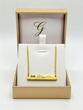 Premium Stainless Steel Custom Name Bar Necklace – 18 Inch Gold Chain – Personalized Engraved Heart Pendant – Women’s Minimalist Jewelry Gift