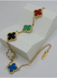 Signature Multicolor Clover Bracelet – Premium Gold-Plated Stainless Steel | Adjustable 6” + 2” Extender