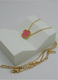 Blush Clover Necklace – Premium Gold Plated Stainless Steel (16” + 2” Extender)
