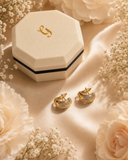 18K Real Gold Tri-Color Huggie Clip Earrings | 750 Stamped
