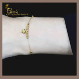 18K Real Gold Bracelet with Heart Charm7-7.5”