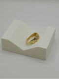 18K Real Gold Geometric Link Ring – Size 7.5