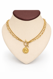 Premium Stainless Steel Layered Coin Toggle Necklace - 16” + 2” Extender