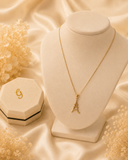 18K Real Gold Eiffel Tower Pendant Necklace – 18 Inches Long, 750 Stamped.
