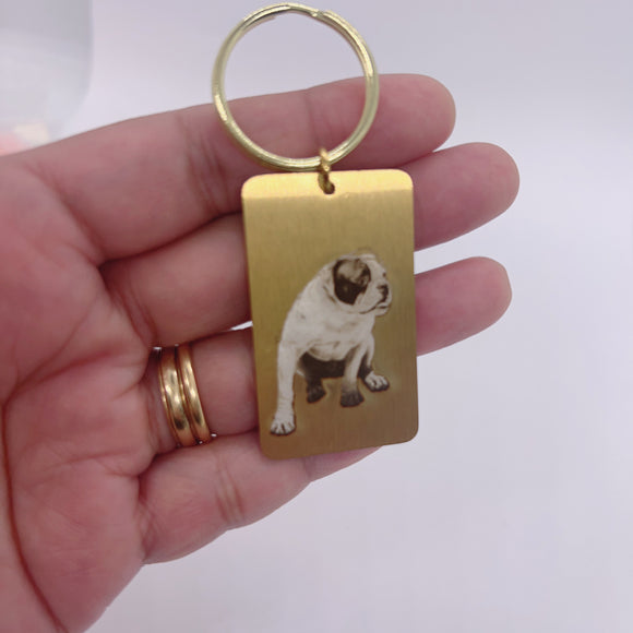 Photo Key Chain Stainless Steel Gold Color
