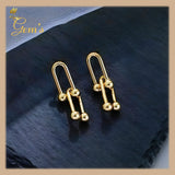 18K Real Gold Hardware Drop Earrings 2 layer’s