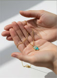 18K Real Gold Reversible Hamsa Anklet – Blue & Green Evil Eye, 9” Length