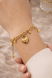 Premium Stainless Steel Heart Charm Bracelet - 6.5” + 2” Extender