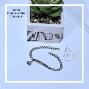 Silver Stainless steel Women’s ID Bracelet (Personalized)