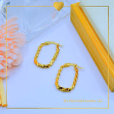 18K Real Gold Twisted Loop Earrings