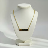 Premium Stainless Steel Custom Name Bar Necklace – 18 Inch Gold Chain – Personalized Engraved Heart Pendant – Women’s Minimalist Jewelry Gift
