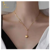 18K Real Gold Heart  Necklace 16-18”