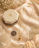 18K Real Gold Textured Ball Pendant Necklace | 18 Inches | 750 Stamped