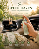 Gem’s Green Haven Bundle  Luxury Vent Clip Diffuser & Air Mist Set  Book No. 03 – Green Haven