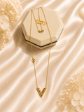 18K Real Gold V Necklace | 16+1 Inches | 750 Stamped