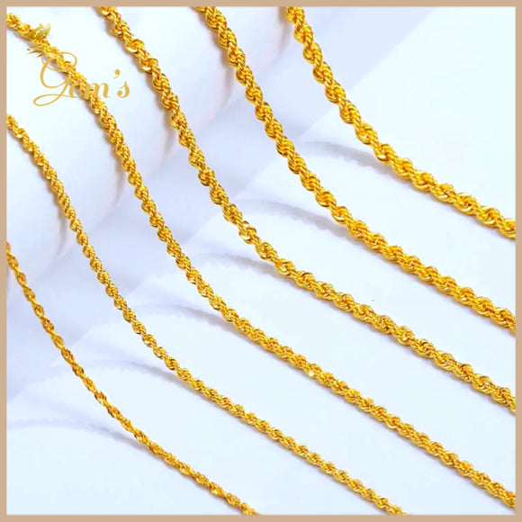 18K Real Gold Rope Chain 18-20”