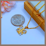 18K Real Gold Butterfly Necklace 18”