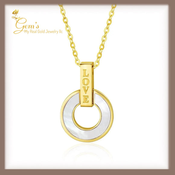 18K Real Gold Love Necklace 16-18”