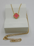 Blush Clover Necklace – Premium Gold Plated Stainless Steel (16” + 2” Extender)
