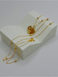 18K Real Gold Textured Heart Necklace