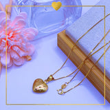 18K Real Gold Heart Necklace 18”