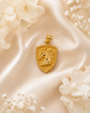 18K Real Gold Horse Shield Pendant