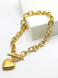 Gold Stainless Steel Heart Toggle Bracelet