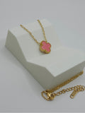Blush Clover Necklace – Premium Gold Plated Stainless Steel (16” + 2” Extender)