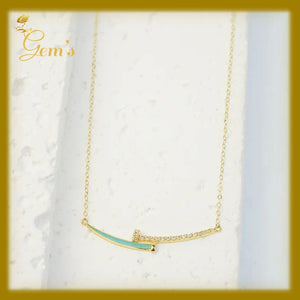 18K Real Gold Enamel Nail Necklace 16.5”