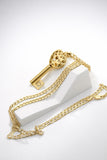 Solid Gold Two-Tone Mariner Chain 22” (9.4g) + 18K Heart Key Pendant Set